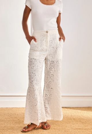 NKNnekane Paisley Embroidered Openwork Trousers