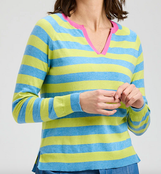 Zaket & Plover Cotton Cashmere Striped Henley Top