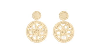 Victoria Dunn Palm Sapphire Handwoven Palm Floral Earrings
