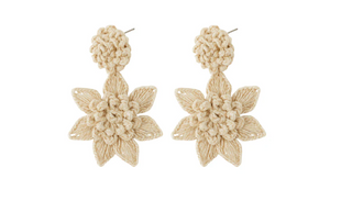 Victoria Dunn Handwoven Bell Flower Palm Statement Earrings