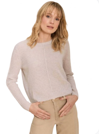 Alashan Hollis 100% Cashmere Shaker Crew Neck Sweater – Latte