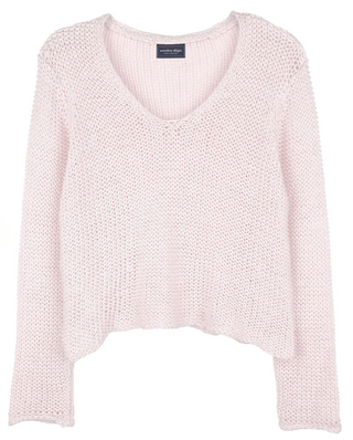 Maui Cropped Cotton V-Neck Sweater – Caprice Pink