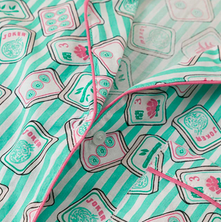 8 Oak Lane Dreaming of Mahjong Pajama Set - 100% Cotton Luxury Loungewear
