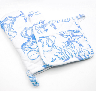 Coastal Sea Salt Oven Mitt & Potholder Set – 100% Cotton