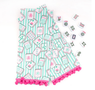 8 Oak Lane Mahjong Stripe & Tile Pom-Pom Kitchen Towels (Set of 2)