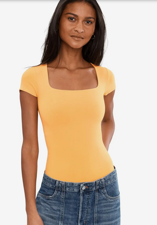Free People Sunfade Clean Lines Baby Tee | Seamless Square Neck Top