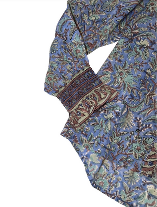 La Plage Ruffled Block Print Cotton Top