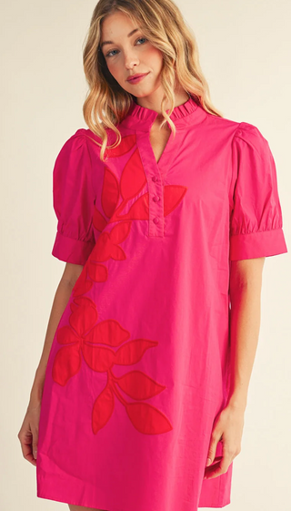 Jodifl Pink Contrast Appliqué Dress