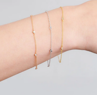 Crislu 2mm Station Bracelet in Platinum