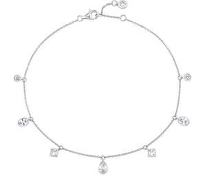 Crislu Charmed Station Anklet with Drops in Platinum