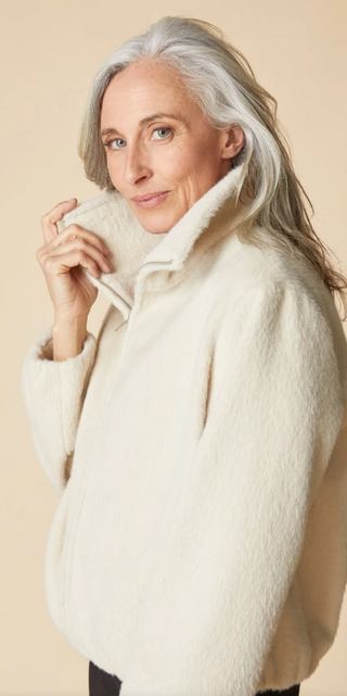 Habitat Faux Fur Cocoon Jacket - Rainy Day