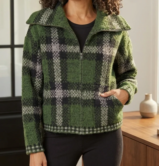 Habitat Plaid About You Zip Jacket - Fern