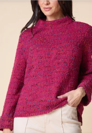 Habitat Confetti Funnel Neck Pullover - Wineberry