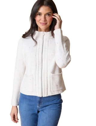 Habitat Harvest Tweed Birchwood Cardi - Winter White