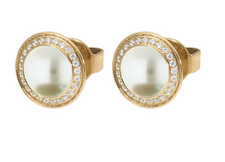 QUDO Tondo Deluxe Stud Earrings 9mm - Cream Pearl