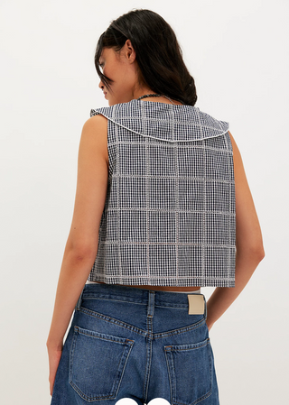 Free People Waiting For Me Plaid Cropped Top – Retro Sleeveless Style