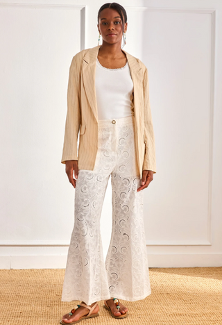 NKNnekane Paisley Embroidered Openwork Trousers