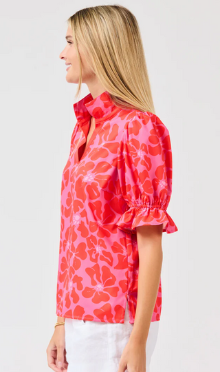 Mary Square Jessica Pop Collar Blouse - Garden Samba Pink