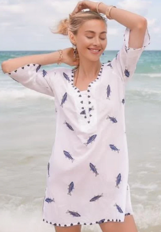 Debbie Katz Marea Embroidered Cotton Tunic & Mini Beach Dress