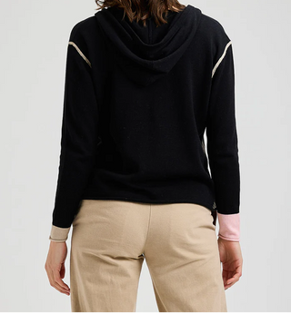 Zaket & Plover Cotton Cashmere Zip Hoodie – Black & Contrast