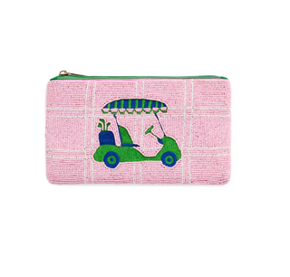 Shiraleah Birdie & Ace Beaded Zip Pouch: Sporty Golf & Tennis Accessories