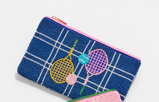 Shiraleah Birdie & Ace Beaded Zip Pouch: Sporty Golf & Tennis Accessories