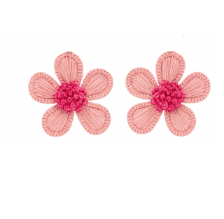 Victoria Dunn Periwinkle Handwoven Palm Statement Earrings