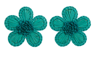 Victoria Dunn Periwinkle Handwoven Palm Statement Earrings