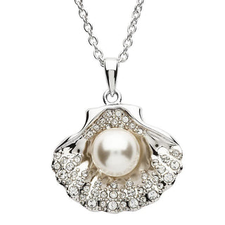 Silver Pearl Sea Shell Pendant