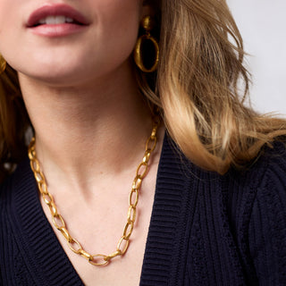 Julie Vos Solara Link Necklace, Gold, on model