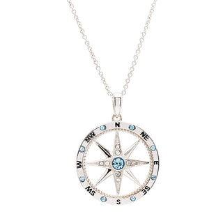 Aquamarine Compass Necklace full chain