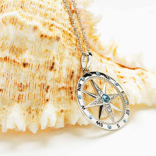 Aquamarine Compass Necklace on prop