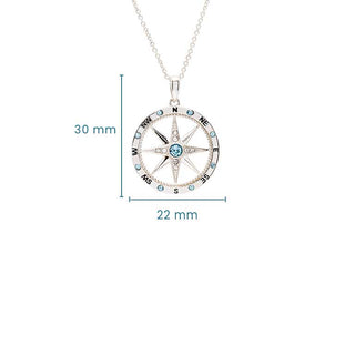 Aquamarine Compass Necklace measurements