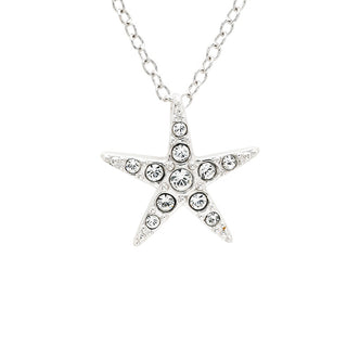 Sterling Silver White Crystal Starfish Mini Necklace