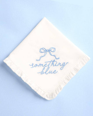 "Something Blue" Embroidered Wedding Handkerchief – Ruffled Bridal Keepsake Gift