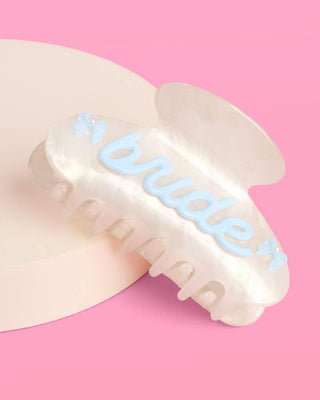 "Something Blue" Bride Hair Claw Clip – Pearl & Marbled Acrylic