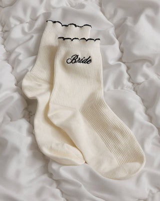 Bride Ruffle Socks | Embroidered Wedding & Bachelorette Gift
