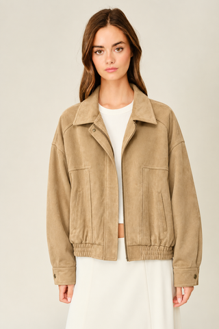 Legacy Oversized Vegan Leather Bomber Jacket