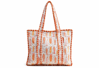 Whimsical Fish Block Print Tote: Quilted Cotton Carry-All