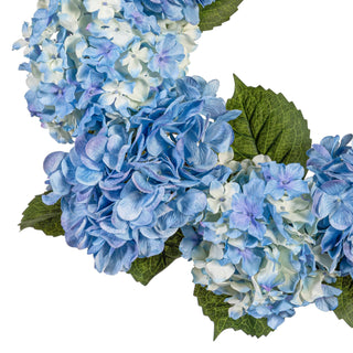 Coastal Blue & White Artificial Hydrangea Wreath - Realistic Front Door Decor