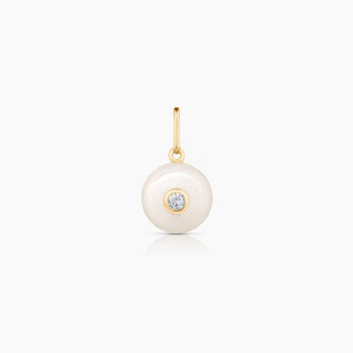 Bon Bon Mother of Pearl Charm – 14k Gold Plates & Crystal Accent Pendant By Thatch