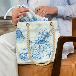 Sea Bags Recycled Sail Cloth Handbag - Maine Fishing Village Edition