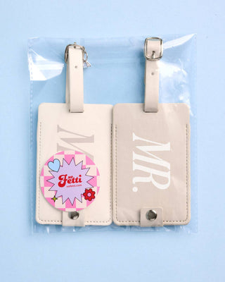 Mr and Mrs Luggage Tags - Elegant Vegan Leather Wedding Travel Set