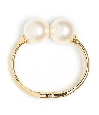 Brooke Pearl Wraparound Bangle - Gold Brass Hinge Cuff