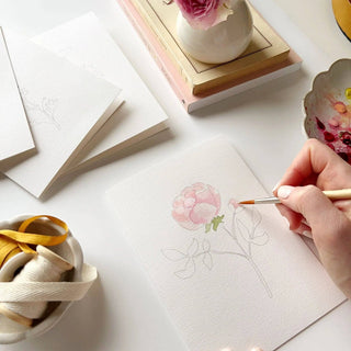 Emily Lex Garden Flowers Paintable Watercolor Notecard Set — DIY Floral Stationery Kit