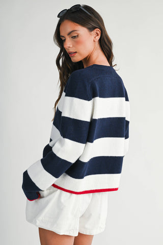 Coastal Navy Stripe Crewneck – Effortless Nautical Knit
