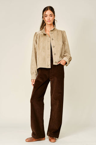 Elena Vintage Stretch Suede Turtleneck Jacket