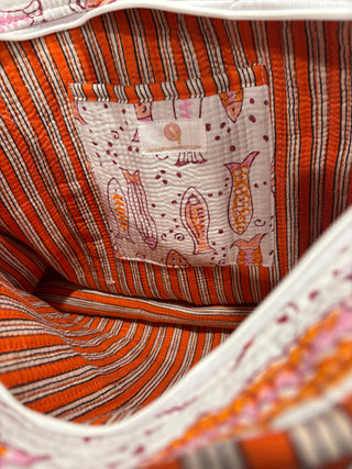 Whimsical Fish Block Print Tote: Quilted Cotton Carry-All