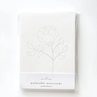 Emily Lex Garden Flowers Paintable Watercolor Notecard Set — DIY Floral Stationery Kit