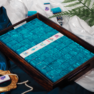 Jade Bloom Sapphire Blue Mahjong Set - Luxury Acrylic Collection